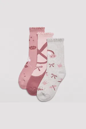 YSABEL MORA Pack 3 calcetines térmicos de niña estampados bailarina