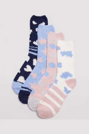 YSABEL MORA Pack de 4 calcetines de franela extrasuaves de mujer estampados