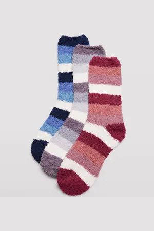 YSABEL MORA Pack de 3 calcetines de franela extrasuaves de mujer rayas