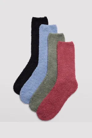 YSABEL MORA Pack de 4 calcetines de franela antideslizantes extrasuaves colores