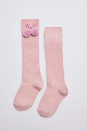 YSABEL MORA Calcetines largos pompones pastel