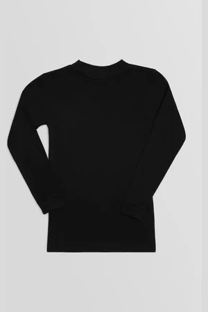 YSABEL MORA Camiseta cálida manga larga cuello semicisne negra