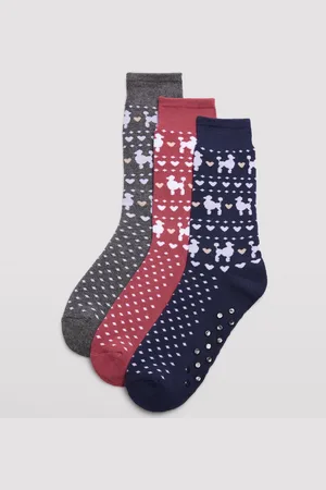 YSABEL MORA Pack 3 calcetines térmicos antideslizantes de mujer estampado Caniche