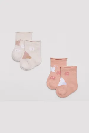 YSABEL MORA Pack 4 calcetines de bebé recién nacido estampados mariposas