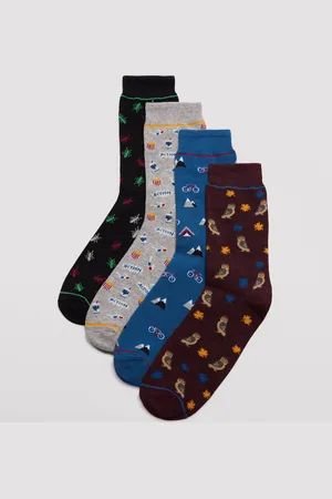 YSABEL MORA Pack 4 calcetines algodón de hombre estampados dibujos