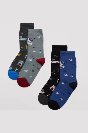 YSABEL MORA Pack 4 calcetines algodón de niño estampados dogs