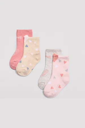 YSABEL MORA Pack 4 calcetines algodón de bebé estampados corazones