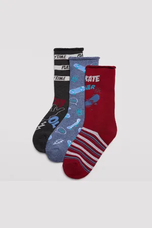 YSABEL MORA Pack 3 calcetines térmicos sin puño de niño estampado skaters