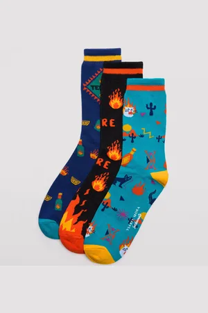 YSABEL MORA Pack 3 calcetines hombre estampado Sockarrats Fire