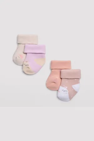 YSABEL MORA Pack 4 calcetines de bebé recién nacido térmicos estampados gatito