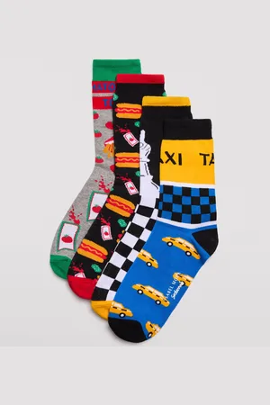 YSABEL MORA Pack 4 calcetines hombre estampado Sockarrats Chess & Food