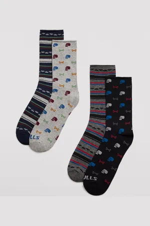 YSABEL MORA Pack 4 calcetines sin puño algodón para hombre estampados calaveras