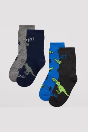 YSABEL MORA Pack 4 calcetines algodón de niño estampados dinosaurios
