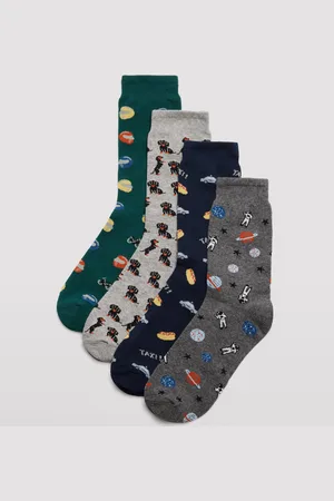 YSABEL MORA Pack 4 calcetines algodón de hombre estampados