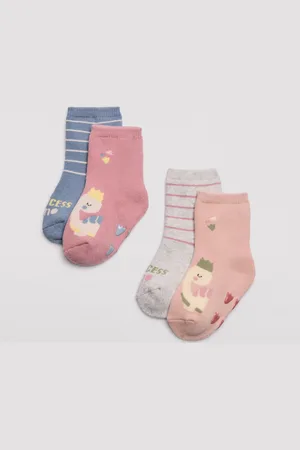 YSABEL MORA Pack 4 calcetines térmicos antideslizantes bebé estampados princess dino