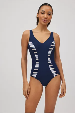 YSABEL MORA Bañador moldeador rayas marino