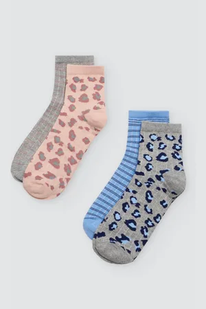 YSABEL MORA Pack 4 calcetines pinkies estampados animal print y rayas