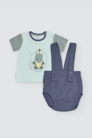 YSABEL MORA Conjunto bebé camiseta manga corta algodón y culetín con tirantes Crocodino
