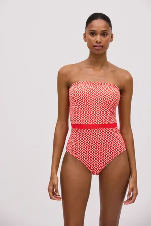 YSABEL MORA Bañador bandeau estampado piqué