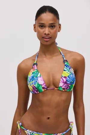 YSABEL MORA Top bikini triángulo push-up estampado tropical copa B