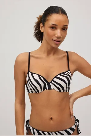 YSABEL MORA Top bikini animal print detalle drapeado copa B