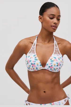 YSABEL MORA Top bikini triángulo push-up flores micropiqué copa B