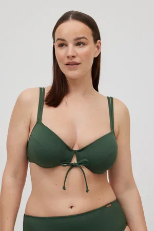 YSABEL MORA Top bikini reductor micropiqué verde oscuro copa D