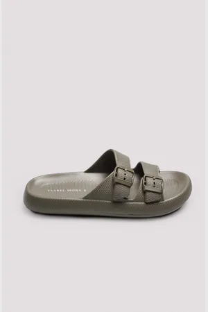 YSABEL MORA Chanclas hebillas caqui