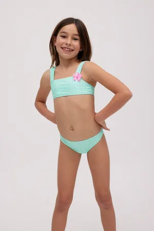 YSABEL MORA Conjunto de bikini niña vichy detalle flor
