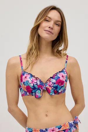 YSABEL MORA Top bikini flores piqué copas B y C