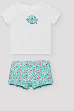 YSABEL MORA Set bebé bañador bóxer peces y camiseta
