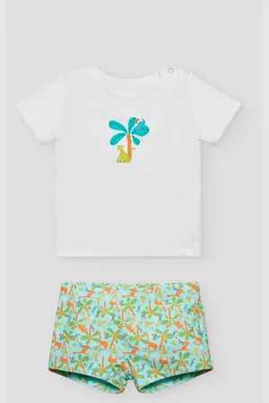 YSABEL MORA Set bebé bañador bóxer palmeras y camiseta