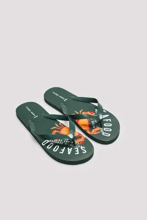 YSABEL MORA Chanclas caqui estampado seafood