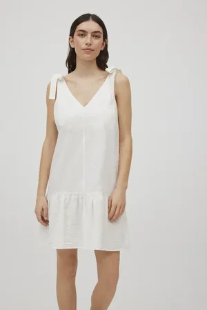 YSABEL MORA Vestido corto algodón tirantes anudados
