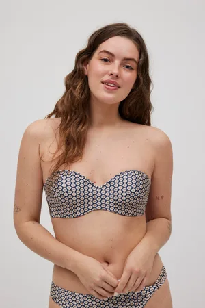 YSABEL MORA Top bikini bandeau estampado con brillo copa C