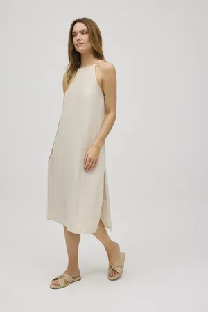 YSABEL MORA Vestido midi recto con lino