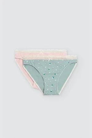 YSABEL MORA Pack de 2 bragas mini estampadas con lazo y puntilla