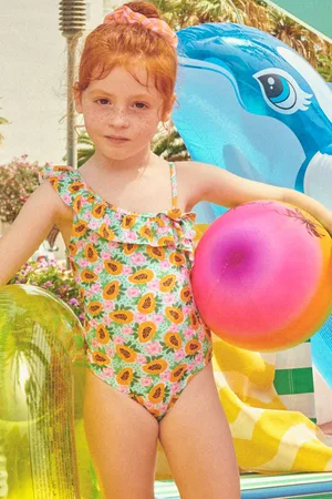 YSABEL MORA Bañador niña detalle lazo estampado papayas