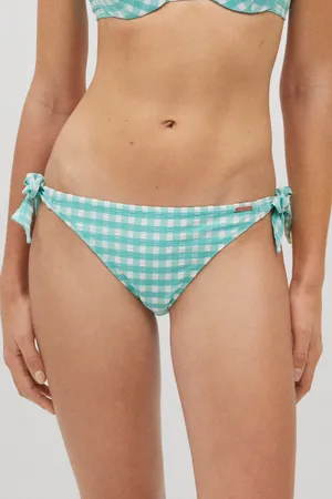 YSABEL MORA Braga bikini anudada vichy con textura azul