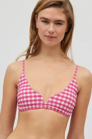 YSABEL MORA Top bikini triángulo vichy con textura copa B