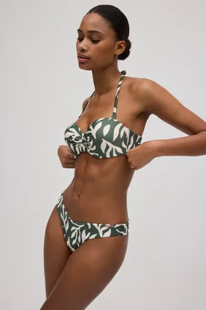 YSABEL MORA Conjunto de bikini bandeau push-up brasileño con brillo copa B
