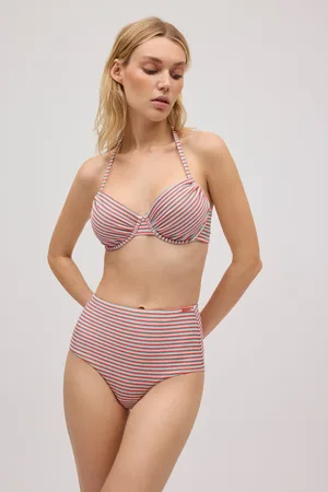 YSABEL MORA Conjunto de bikini reductor estampado de rayas con brillo copas C y D
