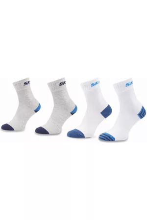 Skechers Hombre Altos - 4 pares de calcetines altos para niño SK41092 White Mix 1001