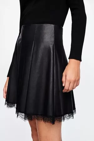 Impresionismo pompa Punta de flecha Falda negra plisada de Faldas de cuero para Mujer de Zara | FASHIOLA.es